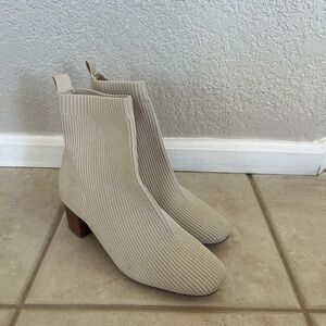 Joie Ribbed Cream Ankle Booties